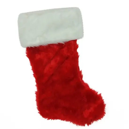 20" Red & White Traditional Cuff Extra Plush Christmas Stocking {1}
