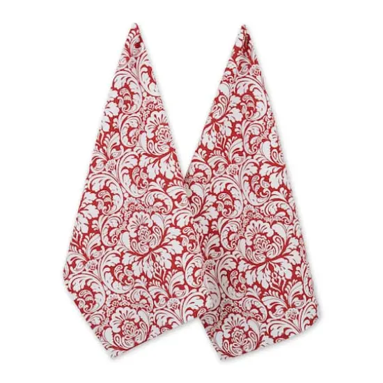 DII&reg; Red Damask Dishtowel (Set of 2) {4}