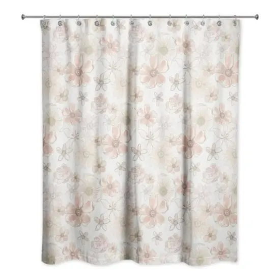 Watercolor Florals Shower Curtain Pink {1}