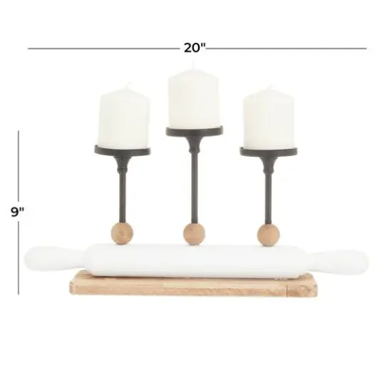 White Fir Modern Farmhouse Candelabra, 9" x 20" x 4" {7}