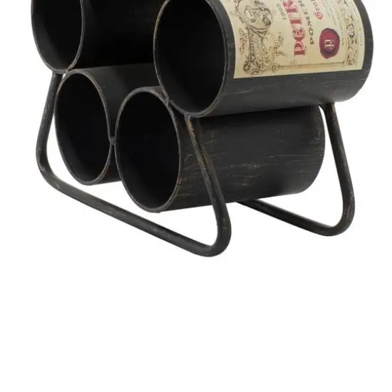 14" Black Metal Industrial Wine Holder Rack {8}