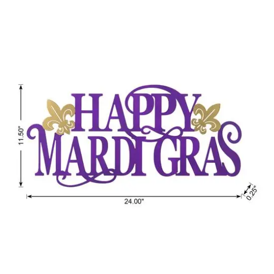 Glitzhome&reg; 24" Metal "HAPPY MARDI GRAS" Wall Decor {7}