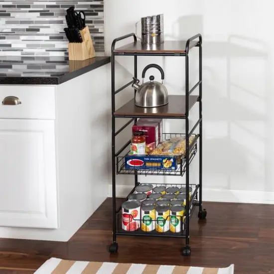 Honey Can Do Black 4-Tier Rolling Cart {1}