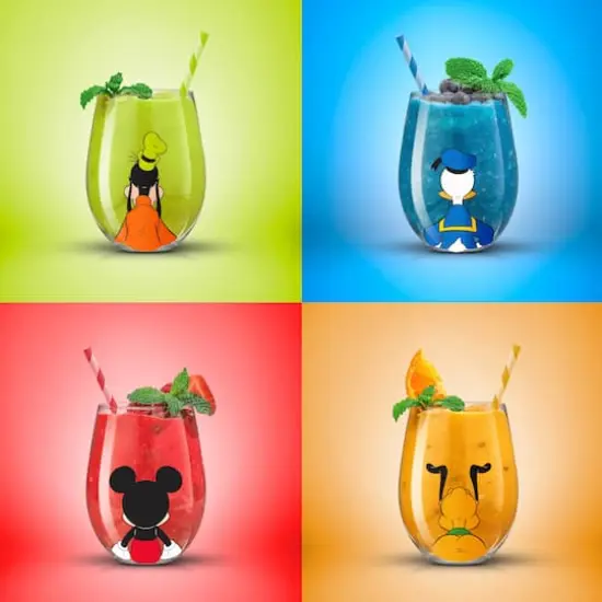 JoyJolt&reg; Disney&reg; Squad 15oz. Mickey Mouse & Pals Looking Backwards Stemless Wine Glasses, 4ct. {3}