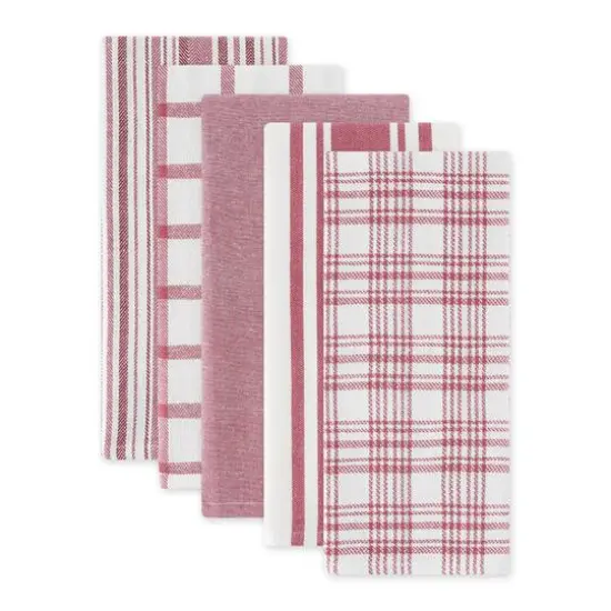 DII&reg; Assorted Wine Woven Dishtowel (Set of 5) {3}