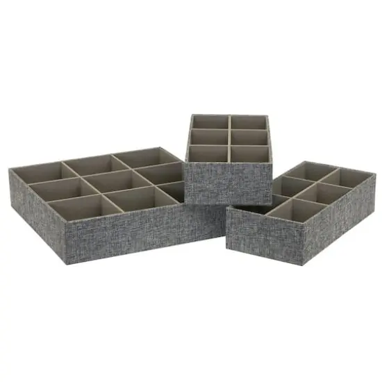 Household Essentials 3 Piece Drawer Organizers Starter Set Graphite {1}
