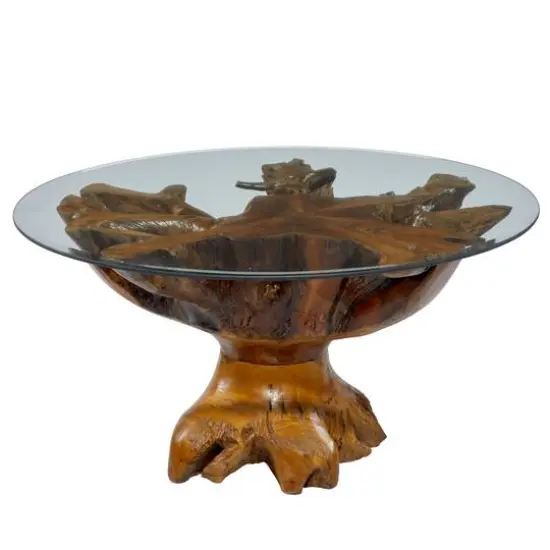 36" Brown Teak Wood Rustic Coffee Table {11}