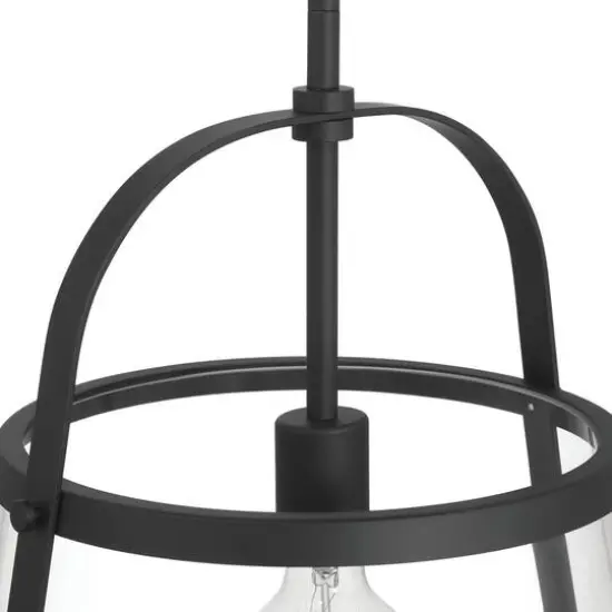 Hello Honey&reg; Fallon Black Vintage Metal & Clear Glass Ceiling Light {7}