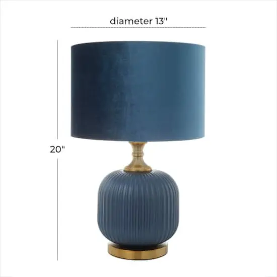 Blue Glass Transitional Table Lamp, 20" x 13" x 13" {8}