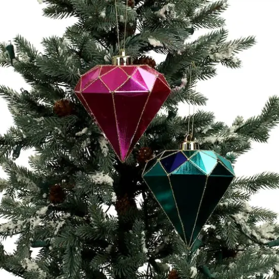 2 Pack 5.4" Pink & Teal Shatterproof Diamond Ornaments by Ashland&reg; {5}