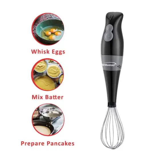 Brentwood Black 2-Speed Hand Blender & Food Processor with Balloon Whisk {6}
