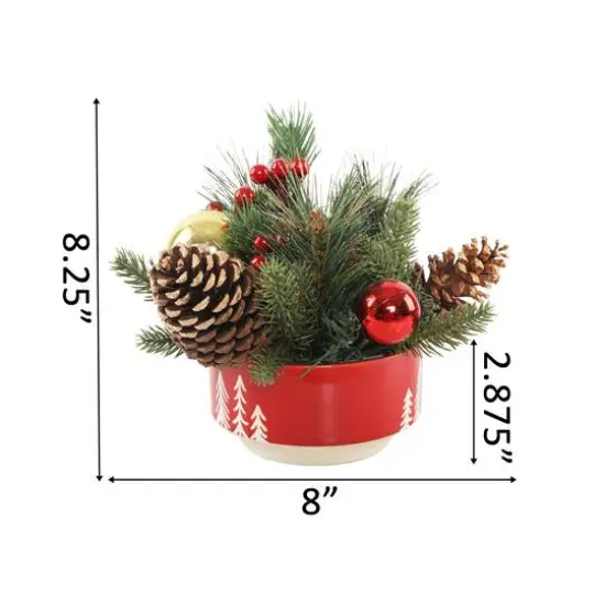 Christmas Mix In 6" Ceramic Reverse Tree Pot {3}