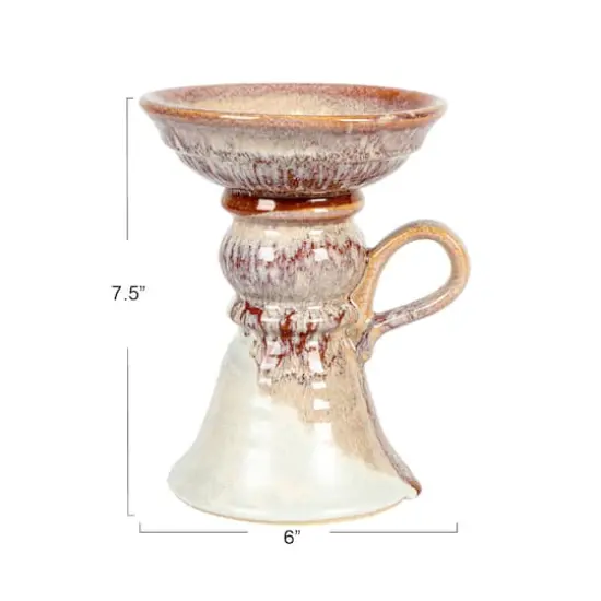 Hello Honey&reg; 7.5" Natural & Cream Stoneware Pillar Holder {4}