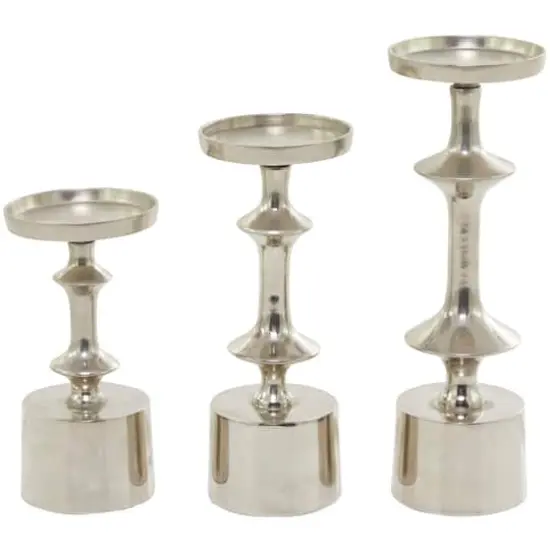 CosmoLiving by Cosmopolitan Silver Aluminum Pillar Candle Holder Set {5}