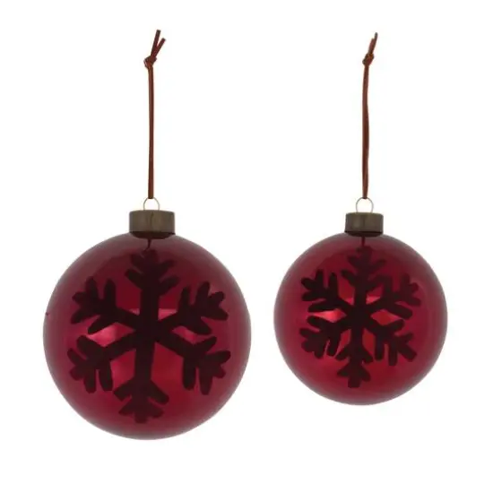 6ct. Red Snowflake Ball Ornaments {3}