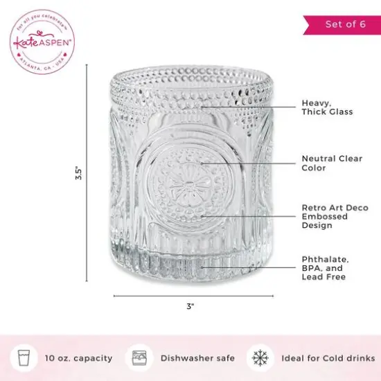 Kate Aspen&reg; 10oz. Retro Arch Floral Drinking Glasses, 6ct. Clear {8}