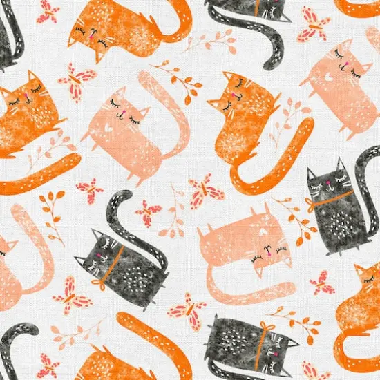 Fabric Editions White Playful Kittens Cotton Fabric {4}