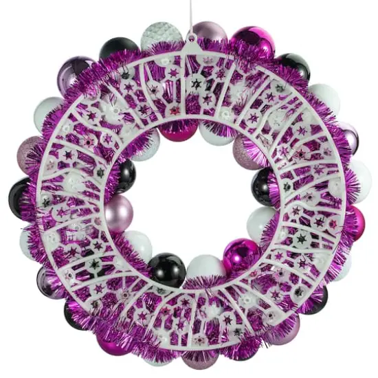 23.5" Pink & Purple Skull & Ornament Wreath by Ashland&reg; {5}
