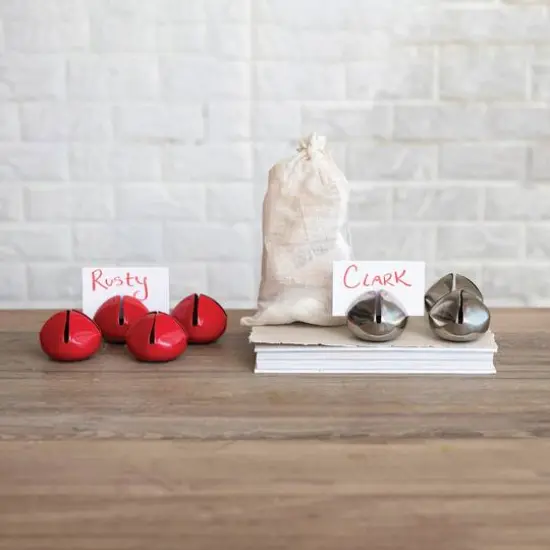 Hello Honey® Silver Round Metal Bell Place Card & Photo Holder Set {3}