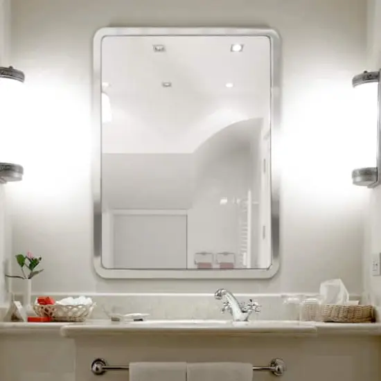 Head West Brushed Nickel 24" x 30" Rounded Edge Framed Accent Vanity Mirror {3}