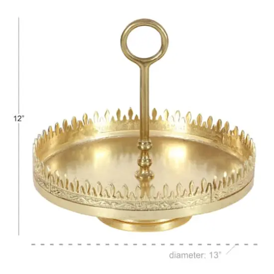 13" Gold Aluminum Glam Tray Stand {8}