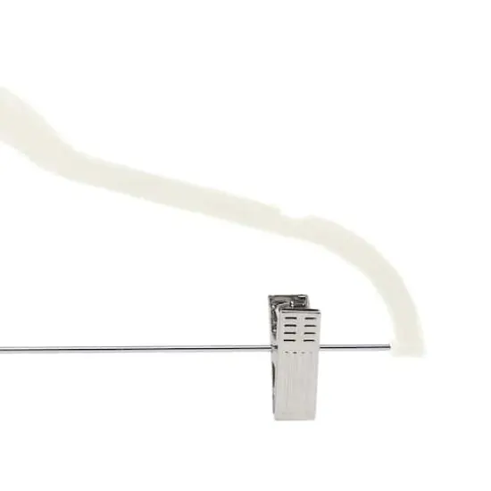 Simplify Slim Velvet Hangers with Clips, 6ct. Ivory {6}