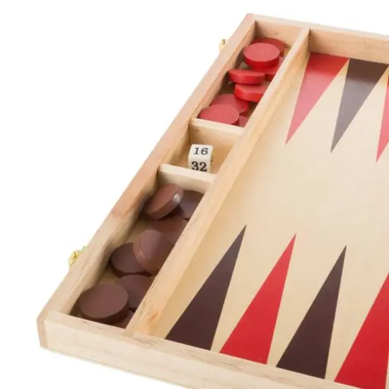 Toy Time Wooden Backgammon Board Game Set {8}