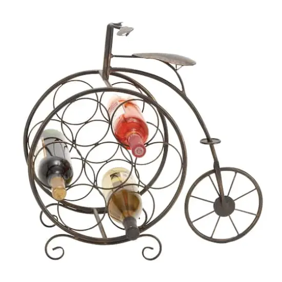 21"Rustic Brass Bicycle Wine Holder Rack {1}