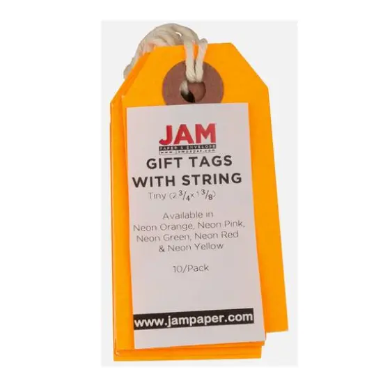 JAM Paper Tiny Gift Tags with String, 100ct. Neon Orange {5}