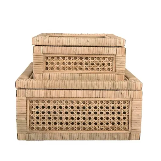 Hello Honey&reg; Cane & Rattan Display Box with Glass Lid Set {1}