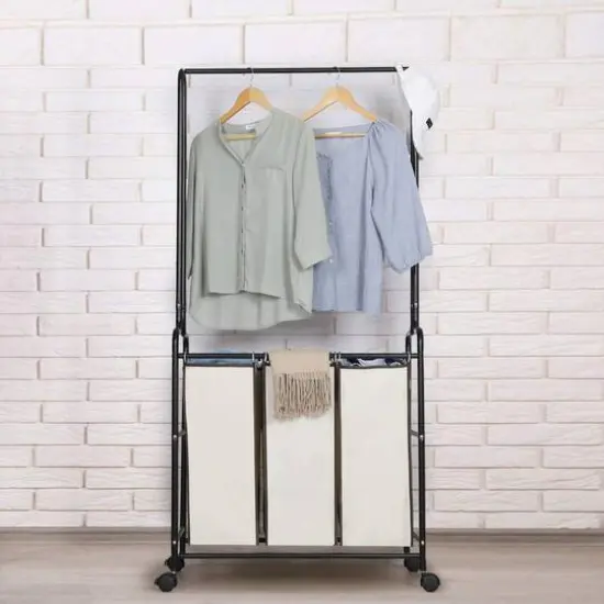Brown Heavy Duty Laundry Sorters Cart {7}