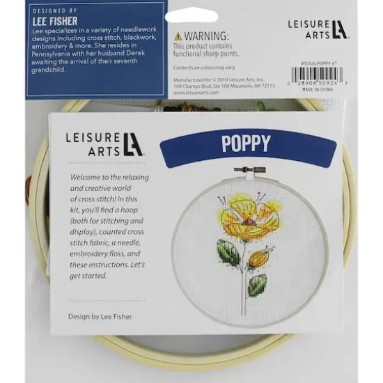 Leisure Arts&reg; 6'' Poppy Cross Stitch Kit {3}
