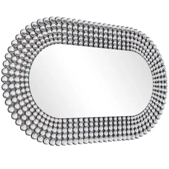 Silver Glass Radial Crystal Frame Wall Mirror 28" x 1" x 48" {4}