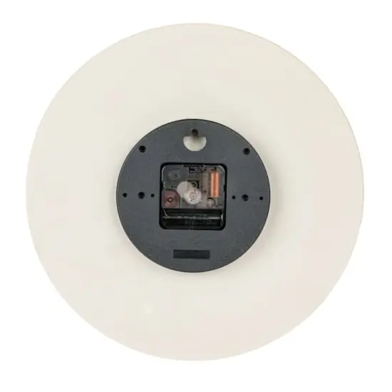 Hello Honey® 12" Beige & Natural Round Stoneware & Wood Wall Clock {4}