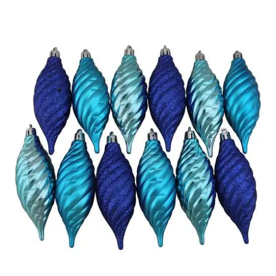 125ct. Peacock Blue Shatterproof 4-Finish Christmas Ornaments {8}