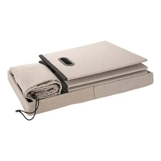 Simplify Natural Collapsible Flip Top Hamper Ottoman {6}