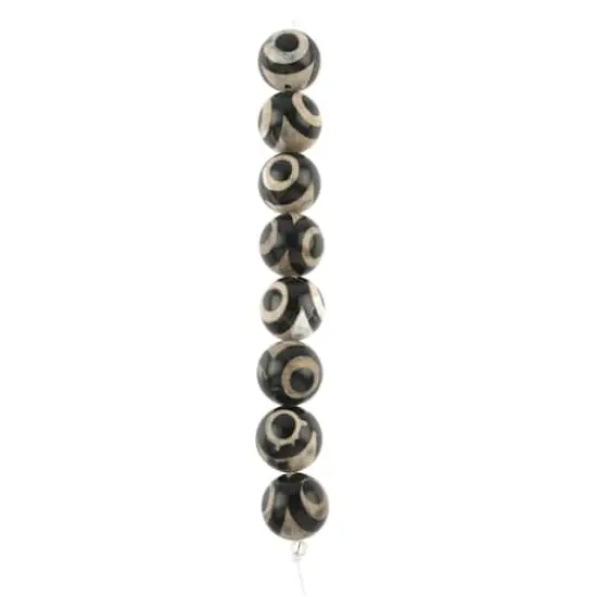 Black & Gray Tibetan Agate Round Beads, 15.5mm by Bead Landing&trade; {4}
