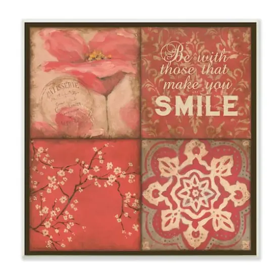 Stupell Industries Make You Smile Phrase Vintage Red Parisian Patterns,12" x 12" {1}