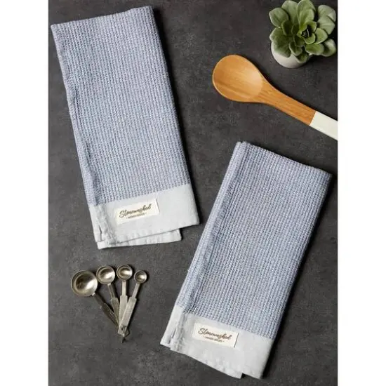 DII&reg; Storm Blue Washed Waffle Woven Dishtowel, 2ct. {3}