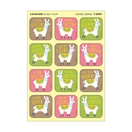 TREND Enterprises® Lovely Llamas, Lemonade Scent Scratch 'n Sniff Stinky Stickers®, 48 Per Pack, 6 Packs {3}