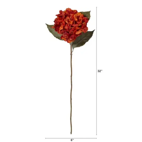 32'' Hydrangea Artificial Flower Stem, 6ct. Orange {3}