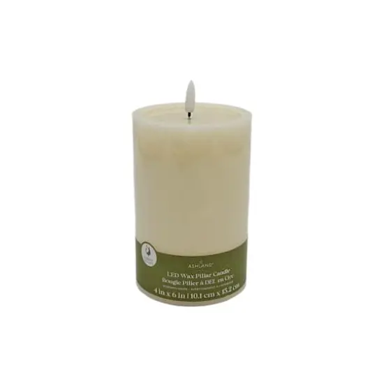 4" x 6" LED Wax Pillar Flickering Candle by Ashland&reg; Ivory {4}