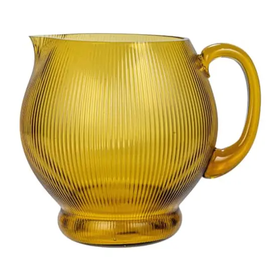 Hello Honey&reg; 2.5qt. Amber Round Ribbed Glass Pitcher {10}