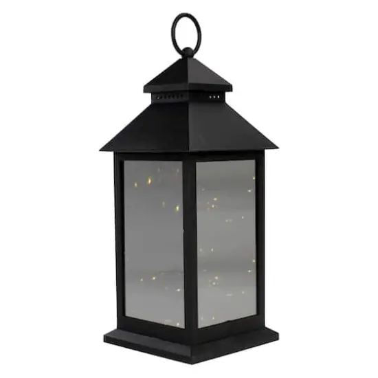 12" Black LED Lantern with Warm White Flickering Light {1}