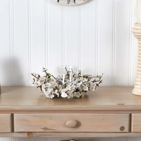 6.5" White Plum Blossom Candelabrum {4}