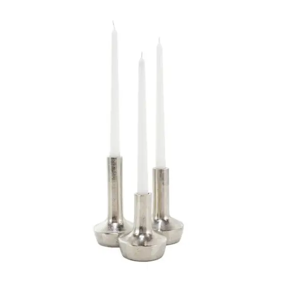 Silver Aluminum Candle Holder with Rounded Base Set {10}