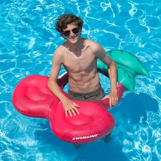 46" Red & Green Cherry Inflatable Swimming Pool Ring Lounger {5}