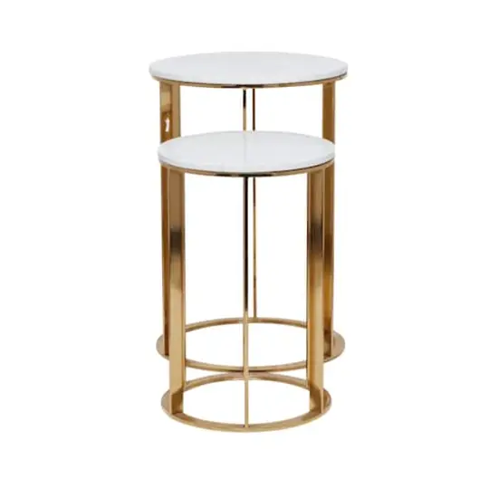 16" Gold Iron Contemporary Accent Table Set {4}