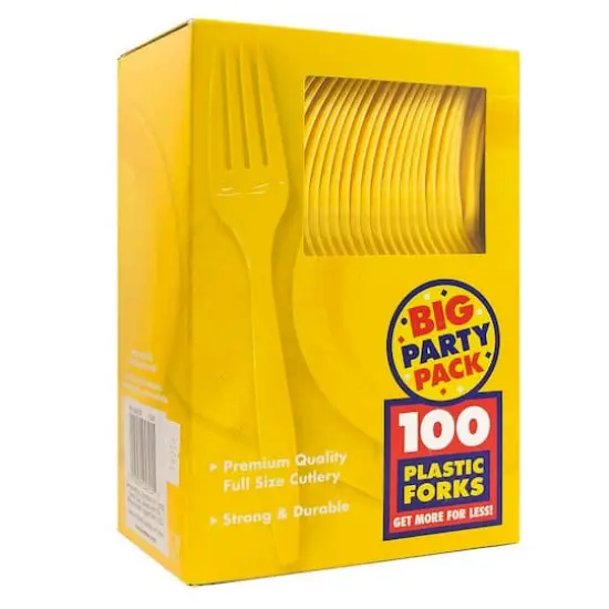 JAM Paper Premium Plastic Forks, 100ct. Yellow {3}