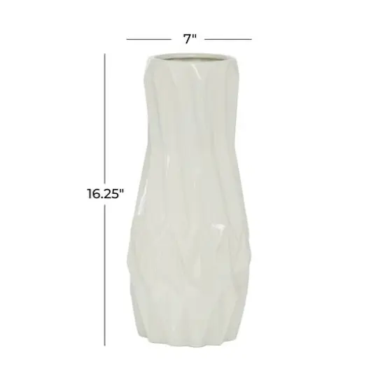 White Ceramic Modern Vase, 16" x 7" x 7" {6}